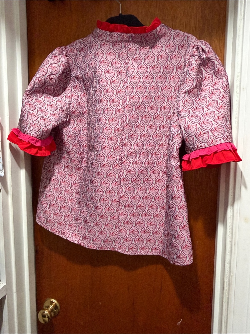 VOV Pink Patterned Ruffle-Sleeve Blouse - Picture 4 of 4